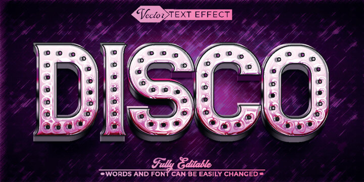  Retro Disco Dance Party Typography Vector Fully Editable Smart Object Text Effect