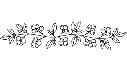 Autumn berry branch line art. Decorative botanical divider for seasonal design projects. © @ahmedmaynul