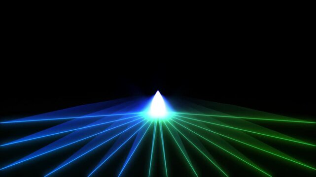 Dark glowing rainbow laser light background with abstract neon animation