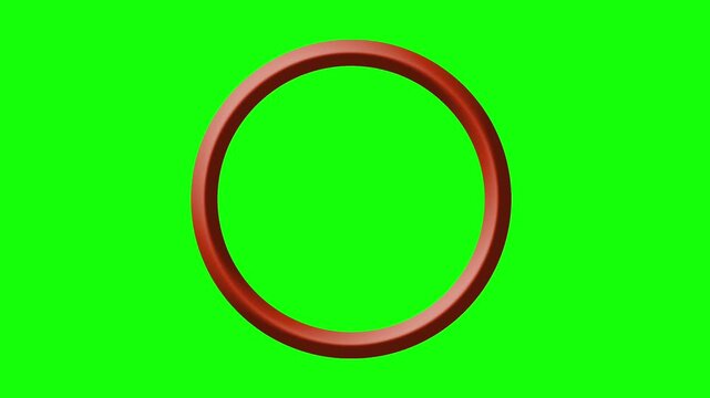 3D Red Circle Ring Frame Icon Animation on Green Screen Background