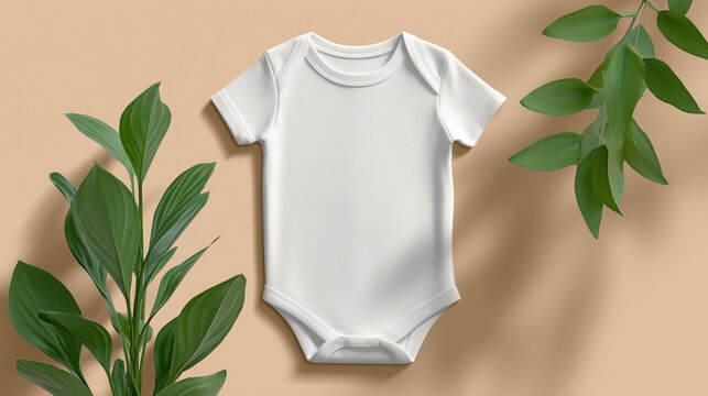 Short sleeve baby romper photorealistic lifestyle product photo