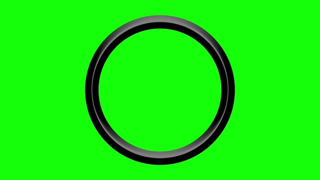 Black ring circle frame icon 3d round shape vector isolated on green screen