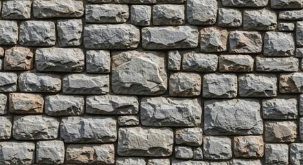 Fototapeta premium Stone wall background. Rough gray stone wall masonry texture background.
