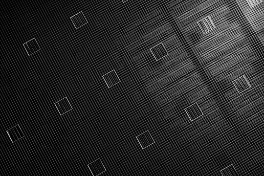 Modern industrial interior ceiling with metal mesh and panels as a textured background for banner template page design