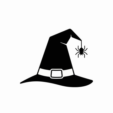 Black witch hat with spider