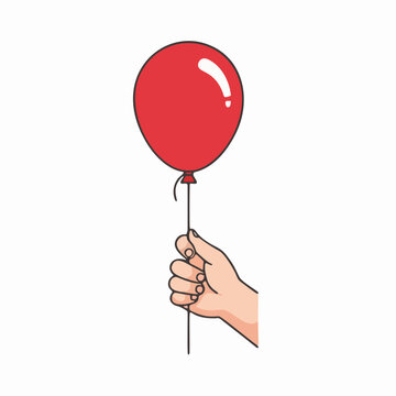 Hand holding a red balloon