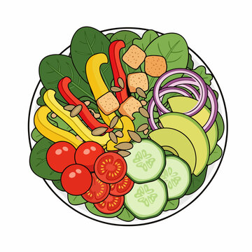 Healthy Salad Bowl Top View