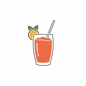 Orange Smoothie with Orange Slice and Mint