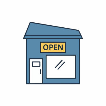 Blue store with open sign