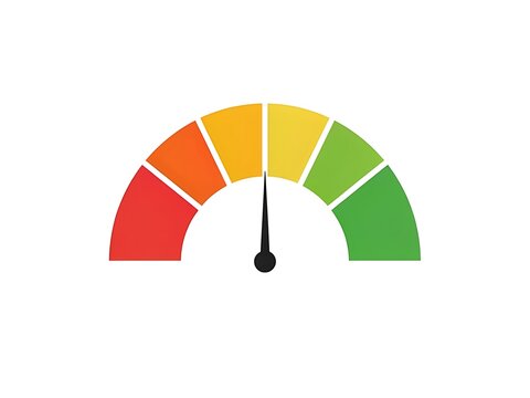 Color coded gauge indicator showing performance level with transparent background