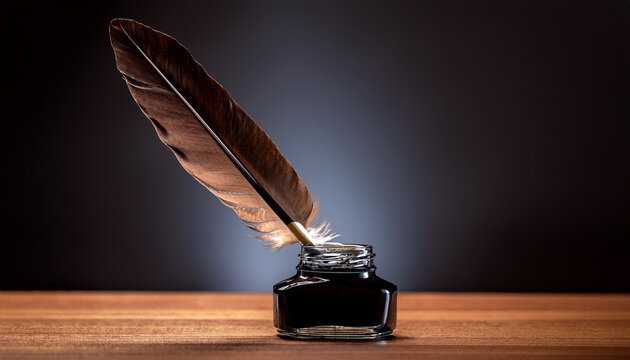 quill and inkwell feathered quill pen with ink