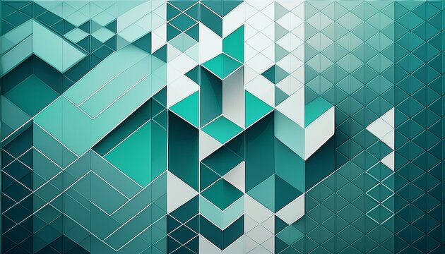 abstract geometric background teal green white triangles