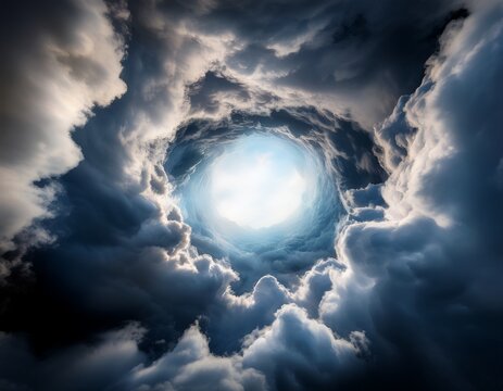 dramatic clouds with a hole opening
