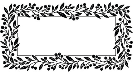 Autumn berry floral frame. Decorative botanical border with leaves and branches. © @ahmedmaynul