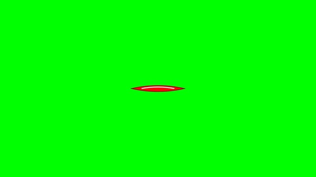 Animated red lips opening and closing on a green screen background