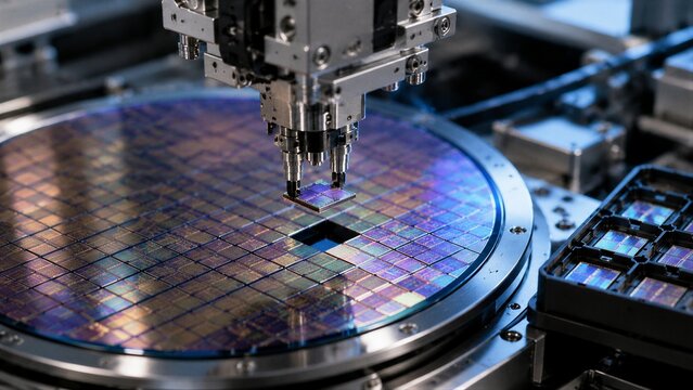 Semiconductor wafer inspection machine operating in cleanroom
