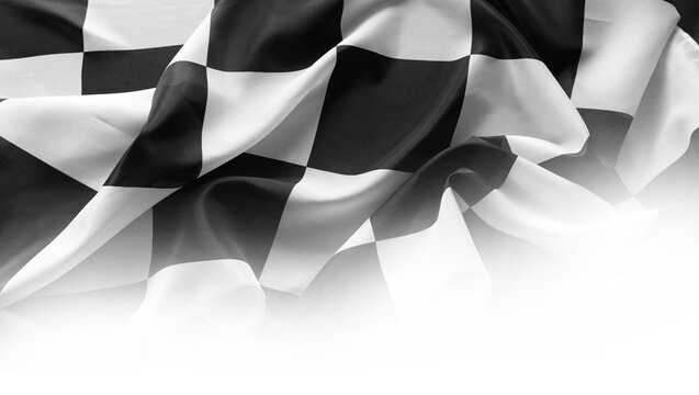 Checkered racing flag on white