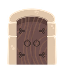 Fototapeta premium Door Castle Entrance With Stone Arch Cartoon