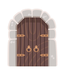 Fototapeta premium Door With Stone Arch Medieval Cartoon