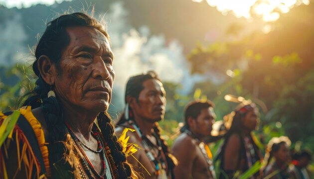 Indigenous men standing proudly honoring world indigenous peoples day