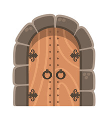 Fototapeta premium Door Medieval Wooden Entrance With Stone Arch