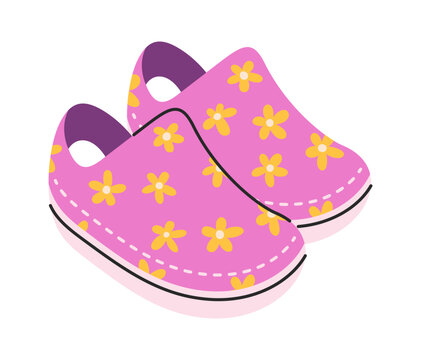 Shoes Kid Clog Pair With Floral Pattern