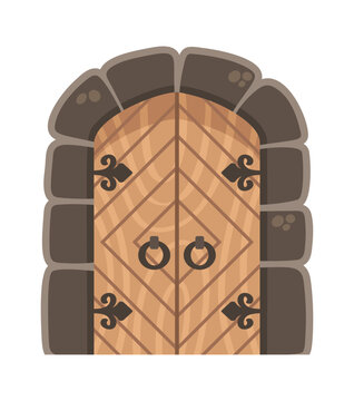 Door Medieval Castle Entrance With Stone Arch