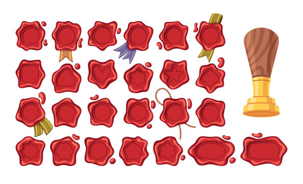 Seal Stamp Set With Ribbons Cartoon