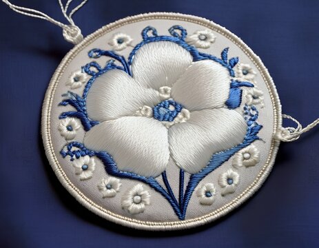 white embroidered patch