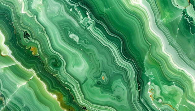 Green Malachite Stone Texture With Swirling Bands And Cracks