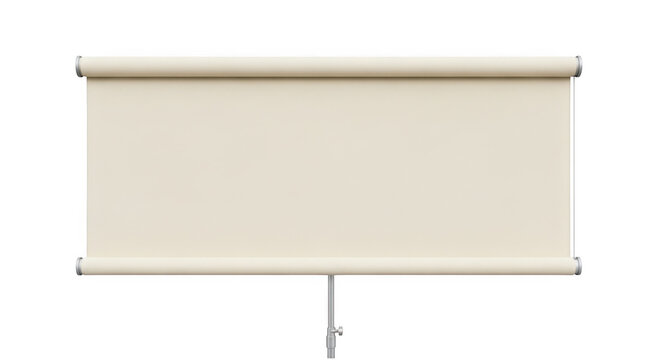 Beige roll up banner display stand isolated on transparent background