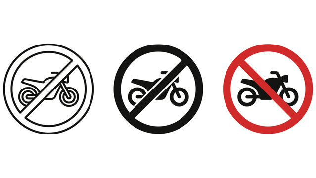 Set stop red sign icon with Motorcycle, do not enter. Warning stop sign - stock vector