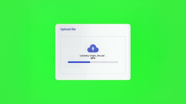 Cloud file upload interface appearing on a green screen background