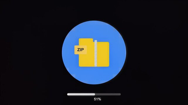 Zip folder icon animation with cursor interaction on dark background