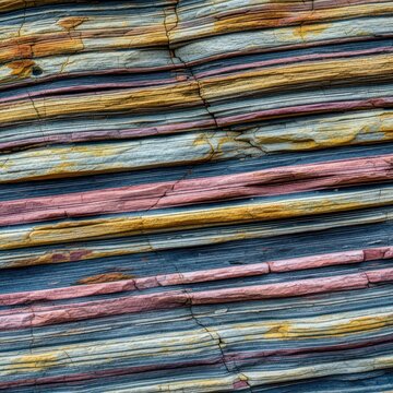 Layers of ancient sedimentary rock display intricate patterns of erosion and mineral deposits shaped by millennia of natural earth forces, shale, canyon, nature