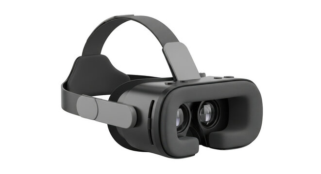 Black virtual reality vr headset isolated on transparent background