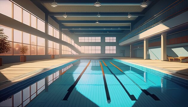 indoor swimming pool arena interior empty