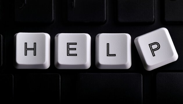 word help spelled with white keyboard keys on black background