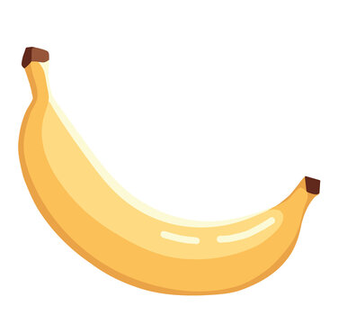 Gelbe Banane als s&uuml;&szlig;e Cartoon Illustration freigestellt