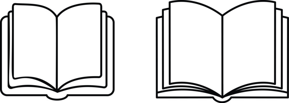 Two detailed outlined open book icons representing learning, knowledge, and education.