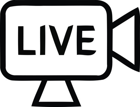 Live broadcast icon with camera and TV screen