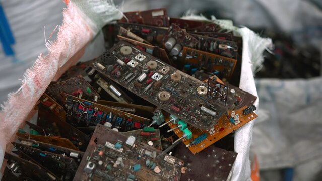 Recycling Electronic Components. Small Salvage Shop Focuses On Reclaiming Useful Electronic Parts. Media