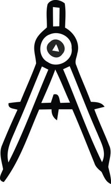 Black drafting compass with triangle and circle