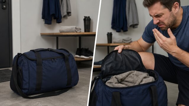 Unventilated sports bag causing mold and bad odor