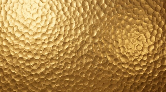 Shiny golden metal surface with a beautiful hammered organic texture pattern