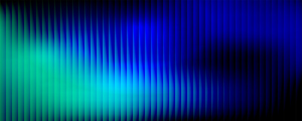 Fototapeta premium Abstract background with vertical glowing stripes in neon blue and green colors on black backdrop.