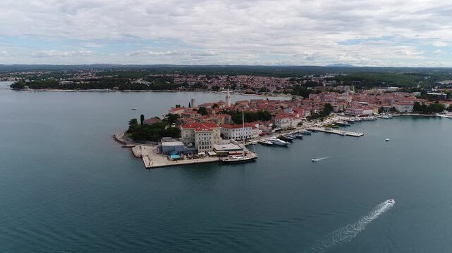 Drone shot of beautiful coastal historic town