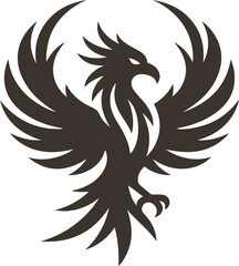 Fototapeta premium Phoenix bird silhouette vector icon mythical firebird sports mascot logo