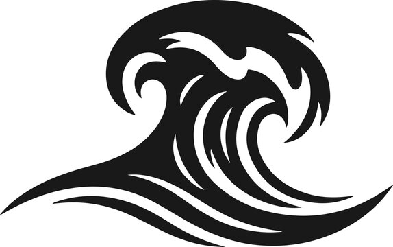 Ocean wave vector icon silhouette minimal sea surf line art
