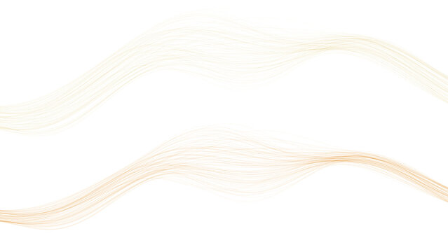 Gold and orange ribbon flow wave curve smooth silk fabric abstract background design texture template graphic